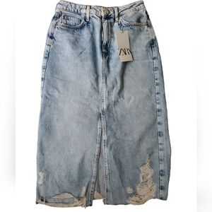 Zara Denim Skirt w/ Front and Back Slits